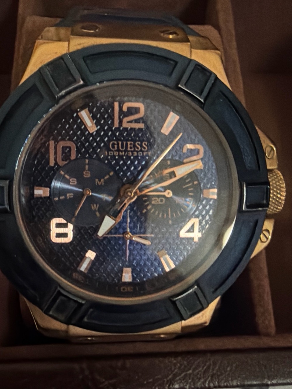 Guess Blue and Rose Gold Chronograph Sport Watch